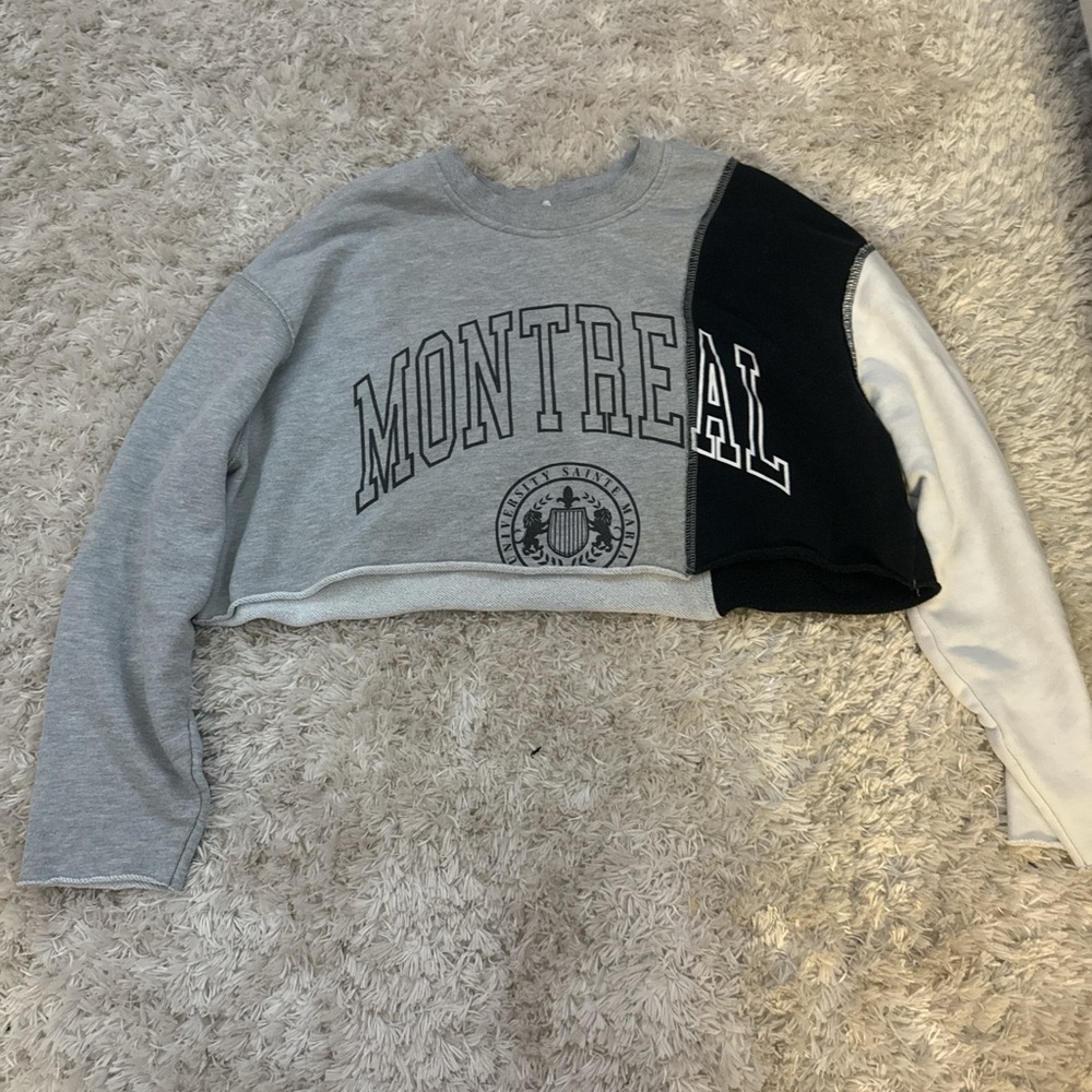 Garage Gray and Black Colorblock Crew Neck Sweater